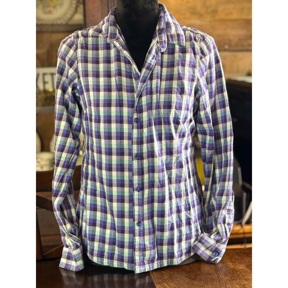 Columbia Button Down Shirt M Purple Blue Mint Green